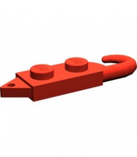 Red Hook, Plate, Modified 1 x 2 with Crane Hook Right