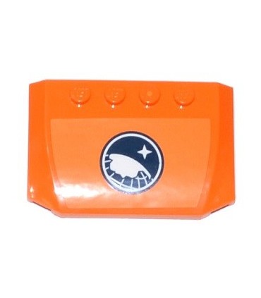 Orange Wedge 4 x 6 x 2/3 Triple Curved with Arctic Explorer Logo on Orange Background Pattern (Sticker)