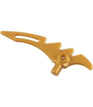 Pearl Gold Minifig, Weapon Crescent Blade, Serrated with Bar
