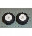 White Wheel 18mm D. x 14mm with Pin Hole, Fake Bolts and Shallow Spokes with Black Tire 30.4 x 14 Offset Tread (55981 / 30391)