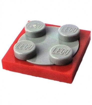 Red Turntable 2 x 2 Plate, Complete Assembly with Light Bluish Gray Top