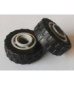 Light Bluish Gray Wheel 11mm D. x 8mm with Center Groove with Black Tire 17.5mm D. x 6mm with Shallow Staggered Treads
