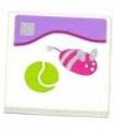 White Tile 2 x 2 with Tennis Ball and Toy Mouse Pattern (Sticker) - Set 41007