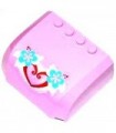 Bright Pink Windscreen 5 x 6 x 2 Curved Top Canopy with 4 Studs with Heart and Flowers Pattern (Sticker) - Set 3184