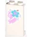 White Panel 1 x 2 x 3 with Side Supports - Hollow Studs with Bright Pink and Medium Azure Flower Pattern (Sticker) - Set 3184