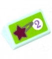 Light Aqua Slope 30 1 x 2 x 2/3 with Star and Purple Number 2 in White Circle on Lime Background Pattern (Sticker) - Set 41007