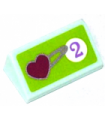 Light Aqua Slope 30 1 x 2 x 2/3 with Heart and Purple Number 2 in White Circle on Lime Background Pattern (Sticker) - Set 41007
