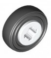 White Wheel 8mm D. x 6mm, with Black Tire 14mm D. x 4mm Smooth Small Single