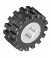Light Gray Wheel 8mm D. x 6mm, with Black Tire Offset Tread Small