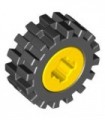 Yellow Wheel 8mm D. x 6mm, with Black Tire Offset Tread Small