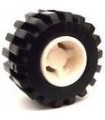 White Wheel 11mm D. x 12mm, Hole Round for Wheels Holder Pin with Black Tire Offset Tread Small Wide