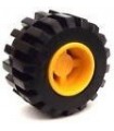 Yellow Wheel 11mm D. x 12mm, Hole Round for Wheels Holder Pin with Black Tire Offset Tread Small Wide