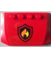 Red Wedge 4 x 6 x 2/3 Triple Curved with Black and Yellow Fire Logo Badge Pattern (Sticker) - Set 60002