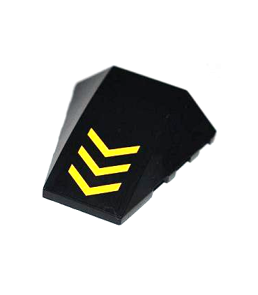 Black Wedge 4 x 4 No Top Studs with 3 Yellow V-Shaped Stripes Pattern (Sticker) - Set 6863