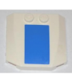 White Wedge 4 x 4 x 2/3 Triple Curved with Blue Thick Stripe Pattern (Sticker) - Set 7236-2
