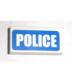 White Tile 1 x 2 with 'POLICE' White on Blue Background Thick Font Pattern (Sticker)