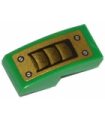 Green Slope, Curved 2 x 1 No Studs with Gold Air Vent and 4 Screws Pattern (Sticker) - Set 70722