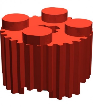 Red Brick, Round 2 x 2 with Flutes and Axle Hole
