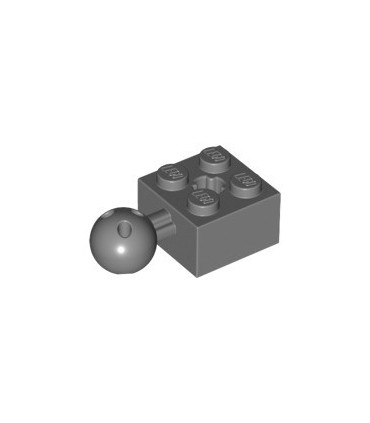 Dark Bluish Gray Technic, Brick Modified 2 x 2 with Ball and Axle Hole with 6 Holes in Ball