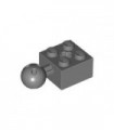 Dark Bluish Gray Technic, Brick Modified 2 x 2 with Ball and Axle Hole with 6 Holes in Ball