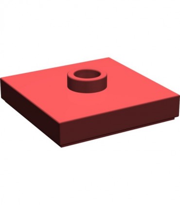 Dark Red Plate, Modified 2 x 2 with Groove and 1 Stud in Center