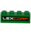 Green Brick 1 x 4 with 'LEXCORP' Pattern (Sticker) - Set 76046