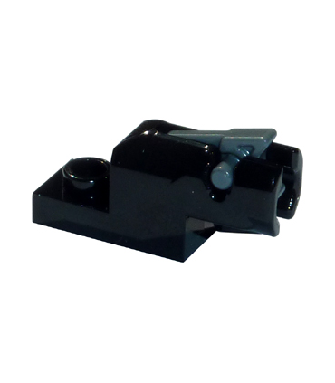 Black Plate, Modified 1 x 2 with Mini Blaster / Shooter with Dark Bluish Gray Trigger (15403 / 15392)