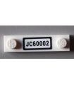 White Plate, Modified 1 x 4 with 2 Studs with 'JC60002' License Plate Pattern (Sticker) - Set 60002