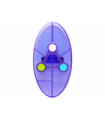 Trans-Purple Minifig, Shield Oval with Dimensions Keystone Symbol with White, Lime and Medium Azure Circles Pattern