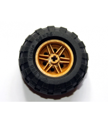 Pearl Gold Wheel 30.4mm D. x 20mm with No Pin Holes and Reinforced Rim with Black Tire 56 x 26 Balloon (56145 / 55976)