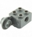 Dark Bluish Gray Technic, Brick Modified 2 x 2 with Pin Holes and Rotation Joint Ball Half (Vertical Side)