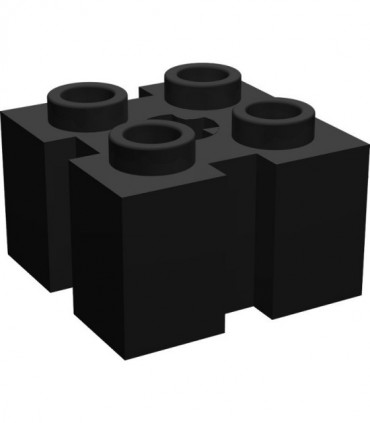 Black Brick, Modified 2 x 2 with Grooves and Axle Hole