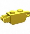 Yellow Hinge Brick 1 x 2 Locking with 1 Finger Vertical End and 2 Fingers Vertical End, 7 Teeth
