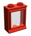 Red Window 1 x 2 x 2 (old type) with Extended Lip, with Glass, Hole in Top