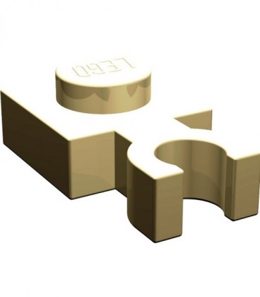 Tan Plate, Modified 1 x 1 with Open O Clip Thick (Vertical Grip)