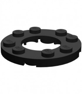 Black Plate, Round 4 x 4 with 2 x 2 Hole