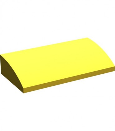 Yellow Slope, Curved 2 x 4 x 2/3 No Studs with Bottom Tubes