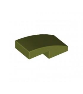 Olive Green Slope, Curved 2 x 1 No Studs
