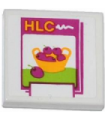 White Tile 2 x 2 with 'HLC' and Cherries Pattern (Sticker) - Set 41035