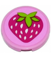 Bright Pink Tile, Round 2 x 2 with Strawberry Pattern (Sticker) - Set 41035