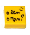 Yellow Tile 1 x 1 with Cursive Writing Pattern