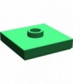 Green Plate, Modified 2 x 2 with Groove and 1 Stud in Center (Jumper)