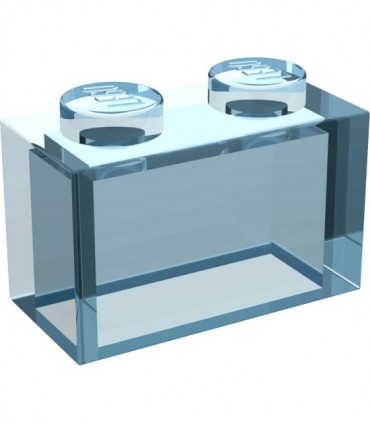 Trans-Light Blue Brick 1 x 2 without Bottom Tube