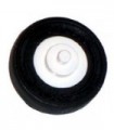 White Wheel Center Small with Stub Axles with Black Tire 14mm D. x 4mm Smooth Small Single - New Style (3464 / 59895)