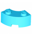 Medium Azure Brick, Round Corner 2 x 2 Macaroni with Stud Notch and Reinforced Underside