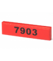 Red Tile 1 x 4 with Black '7903' on Red Background Pattern (Sticker) - Set 7903