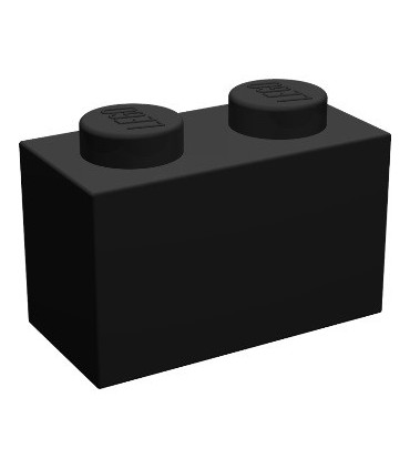 Black Brick 1 x 2