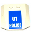 White Wedge 4 x 4 x 2/3 Triple Curved with White '01 POLICE' Small Numbers on Blue Background Pattern (Sticker) - Set 7498