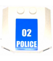 White Wedge 4 x 4 x 2/3 Triple Curved with White '02 POLICE' Small Numbers on Blue Background Pattern (Sticker) - Set 7498