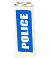 White Brick, Modified 1 x 2 x 5 with Groove with White 'POLICE' on Blue Background Pattern (Sticker) - Set 7498